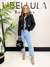 The Francessa - White Braided Trim Cropped Jacket